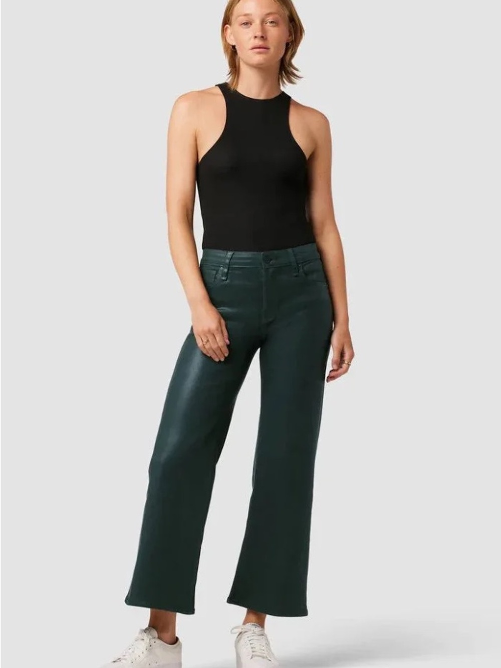 Hudson Women's Rosie High-Rise Wide-Leg Coated Scarab Jeans Size 31 NEW